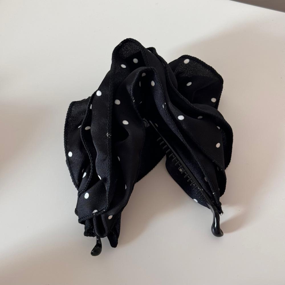 Large Satin Polka Dot Banana Clip for Thick Hair - High-End Twist & Ponytail Holder