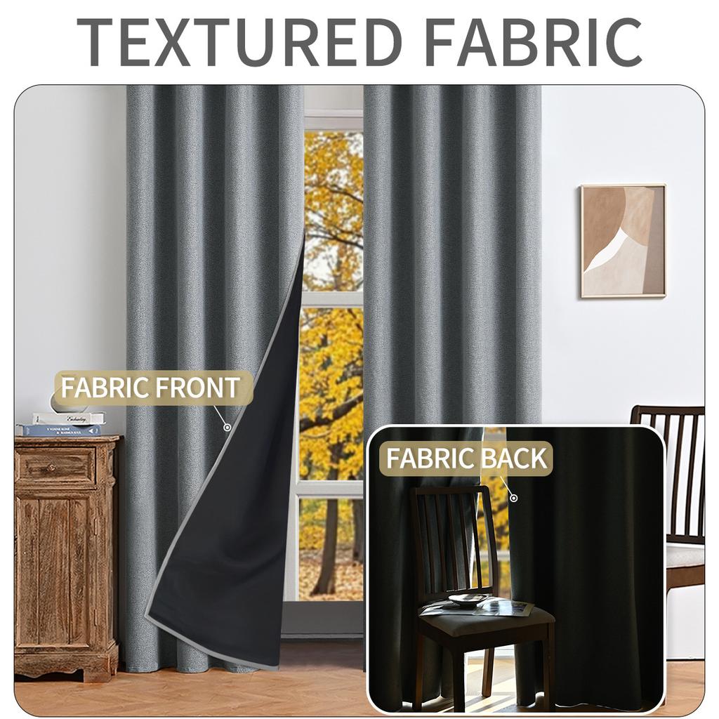 Imitation Hemp Plain Hemp Black Background Full Blackout Curtains Living Room Bedroom Sunscreen Curtains