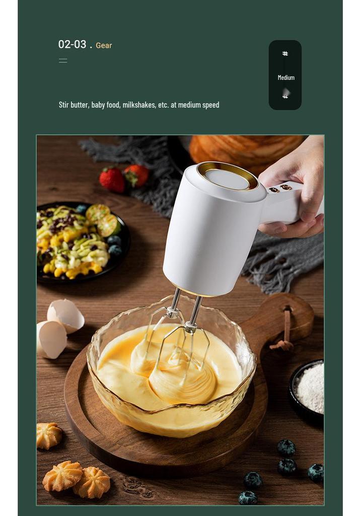 Handheld Wireless Electric Egg Beater & Cream Whipper with Dual Rods for Baking
