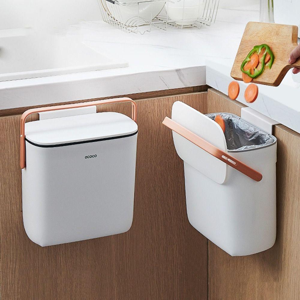 Waterproof Hanging Trash Bin Space-Saving Kitchen Compost Bin Wall-Mounted Trash Can  Bathroom