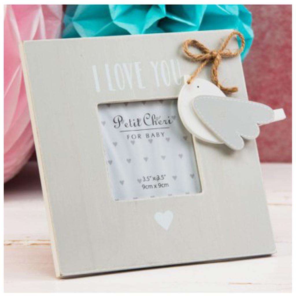 Les Trésors De Lily [Q2032] - Cadre Photo bois 'I love you' gris - 19x19 cm- photo 8x8 cm