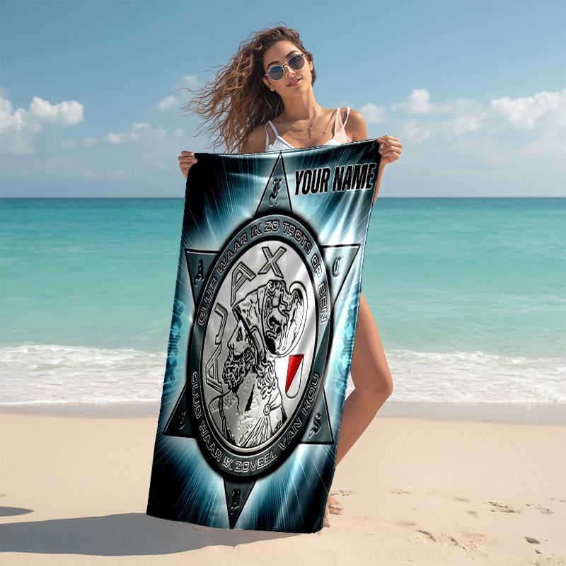 Personalized customized proof beach towel with AFC Ajax logo pattern - soft, absorbent,quick-drying,perfect