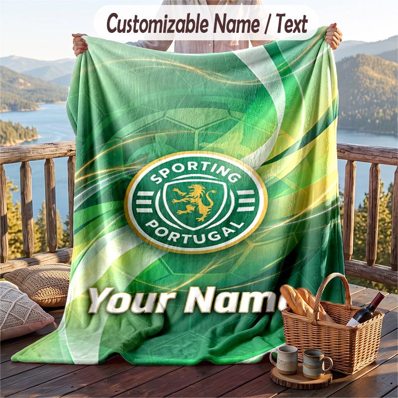 Flannel Blanket Sporting CP Print Custom Name Text Soft Throw for Sofa Bed