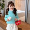 Red Adorable Pu Handbag For Kids Featuring Bow Design And Trendy Strap Chain