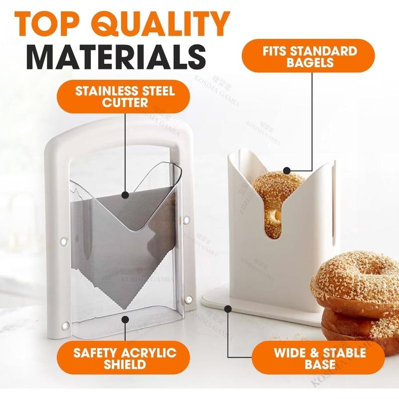 Reusable Bread Bagel Cutter Slicer with Safety Handle Stainless Steel Household Precision Cutter Food Grade Anti-Slip Heavy Duty
