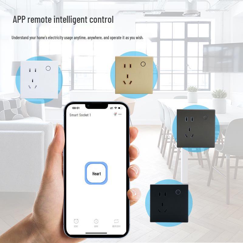 eWeLink Smart WiFi Wall Socket 86 Type 10A - Remote, Voice-Controlled App for Mobile
