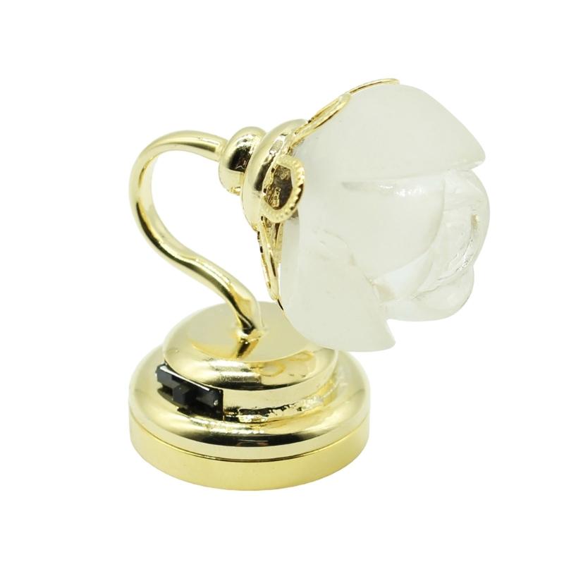 

Rose Sconce Bedroom Wall Lamp Miniature Furniture Model Doll Houses Accessory Realistic Lighting Toy Playset 1:12 1