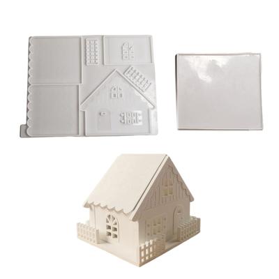 Set aus 2 stabilen Silikon-Hausformen Silikonformen-Set zum Basteln von Miniatur-Hausszenen und Winterdekorationen