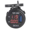 3?In?1 Car 3.0 USB Charger with Digital Voltmeter Ammeter Monitoring Fast Charging for PhoneRed