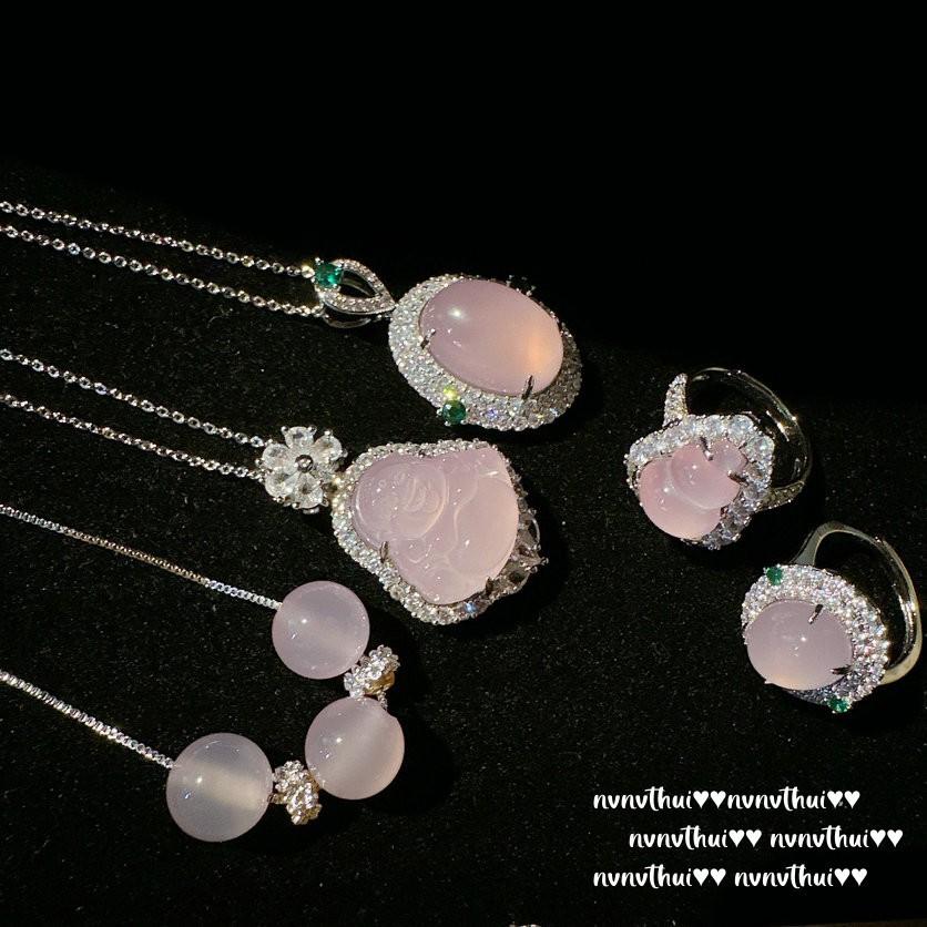 Emperor Pink Purple Chalcedony Water Drop Necklace, Watery And Watery, Plated With 18K Gold Egg-Shaped Pink Chalcedony Zircon Neck Chain.