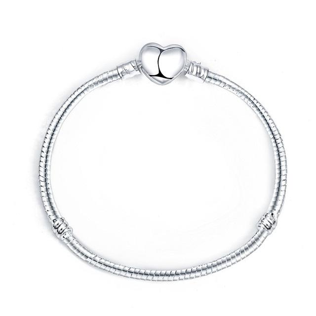 Bracelet Silver 925 Original Adjustable Fantasy Lucky Symbol Pink Flower Zircon Bracelets Fit DIY Charms Birthday Jewelry Gifts
