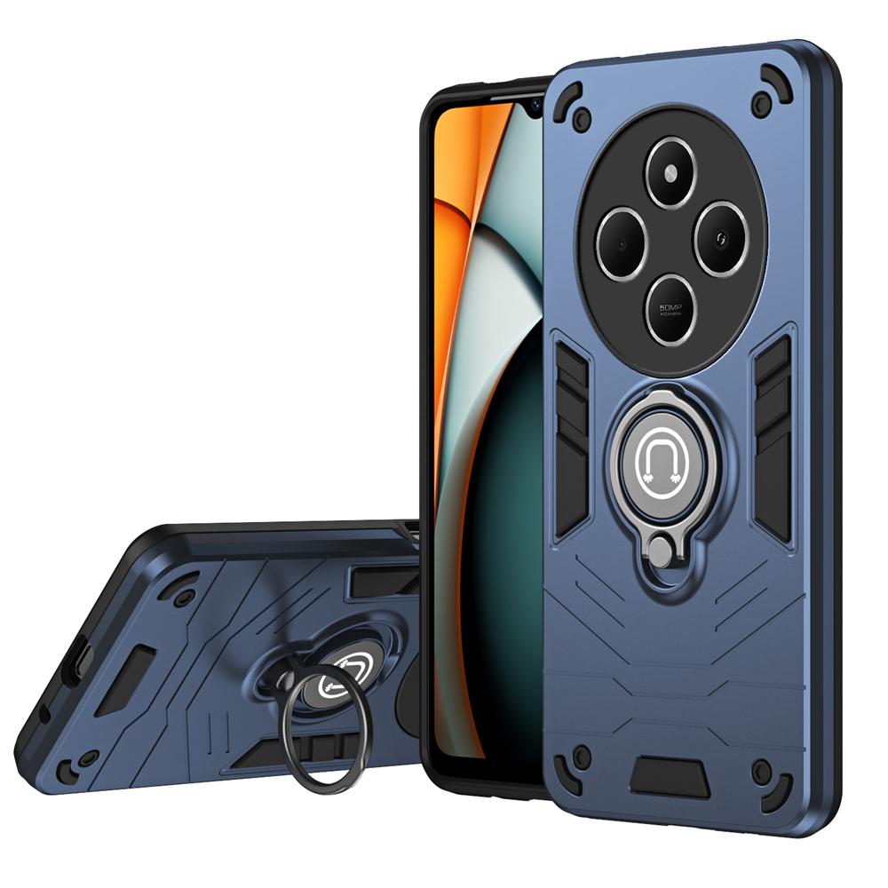 KEYSION Shockproof Armor Case for Xiaomi POCO C75 Soft Silicone+PC Camera Protection Ring Stand Phone Back Cover for POCO C75