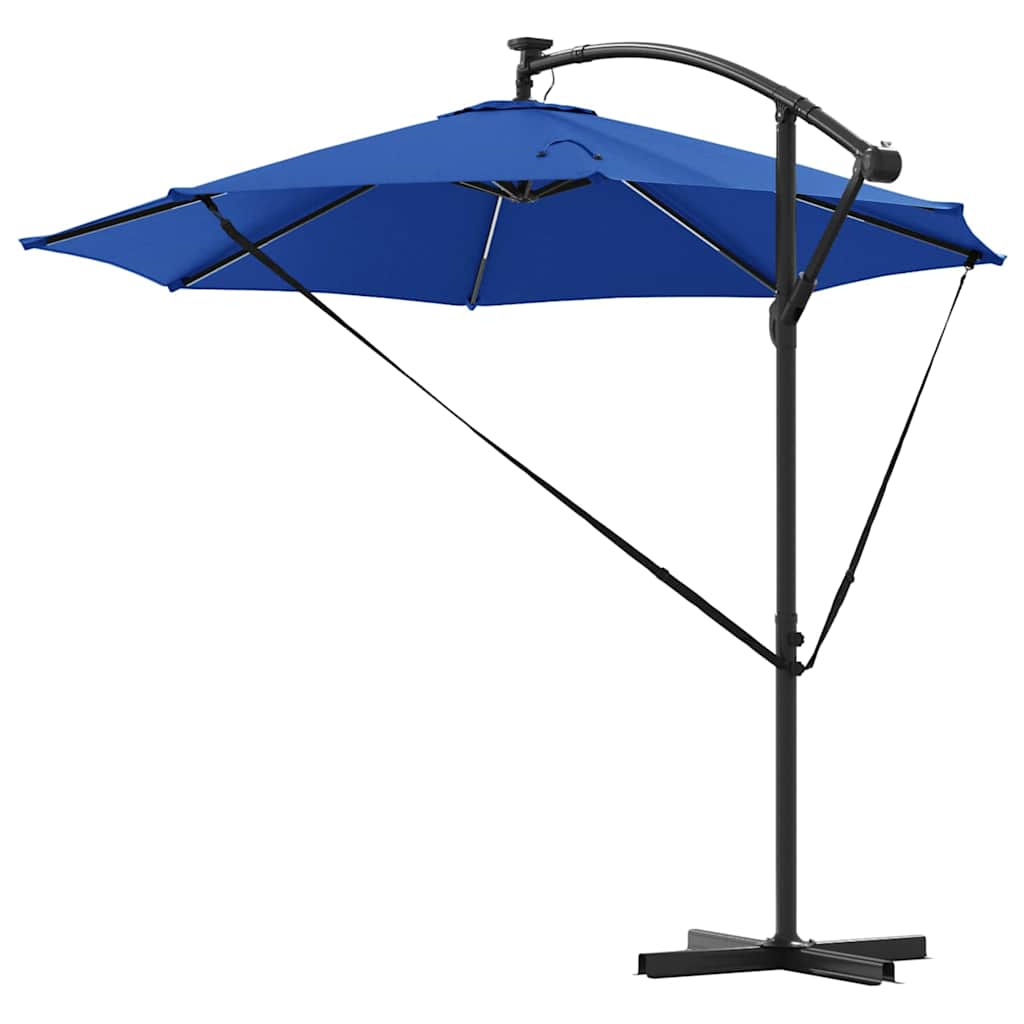 Azur Blue Solar Powered LED Strip Sun Umbrella 294 X 294 X 248 Cm