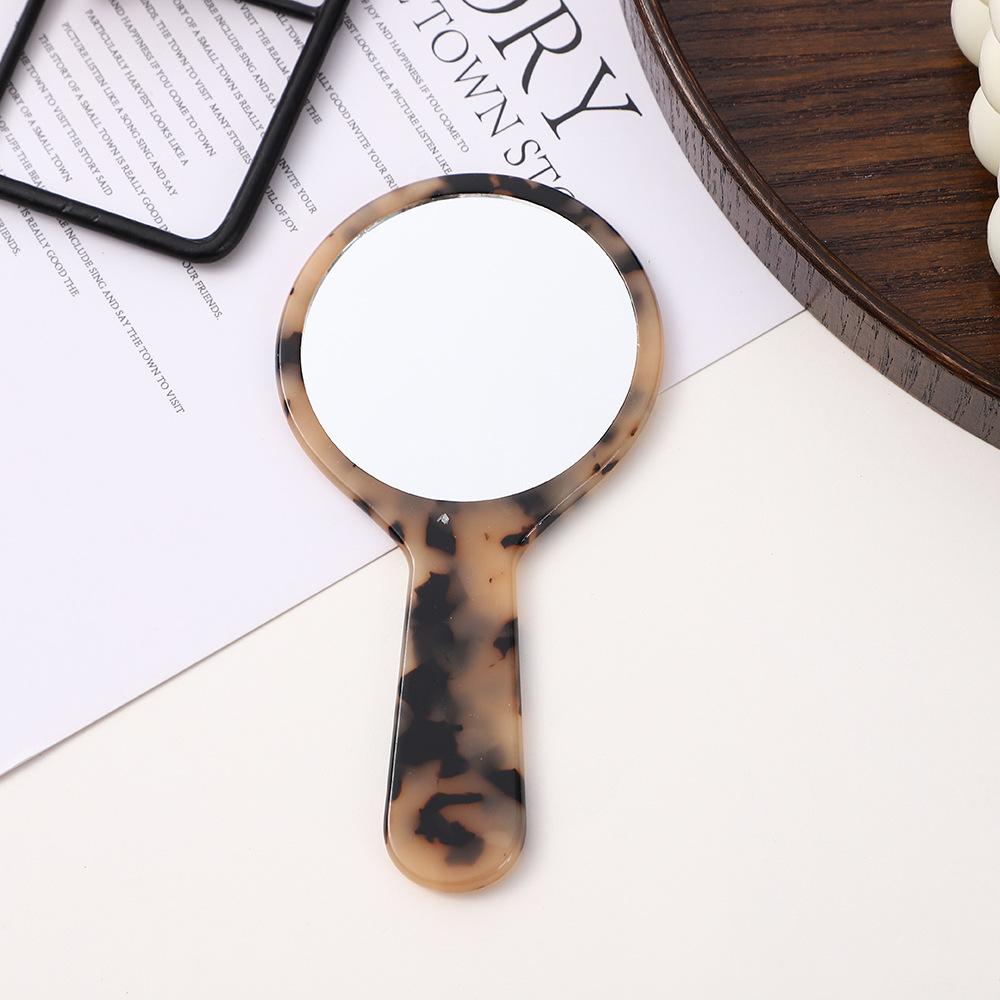 Poignée Acétate Petit Miroir Rond Portable Compact Miroir de Maquillage Miroir à Main pour Retouches Quotidiennes Miroir à Poignée Transfrontalier