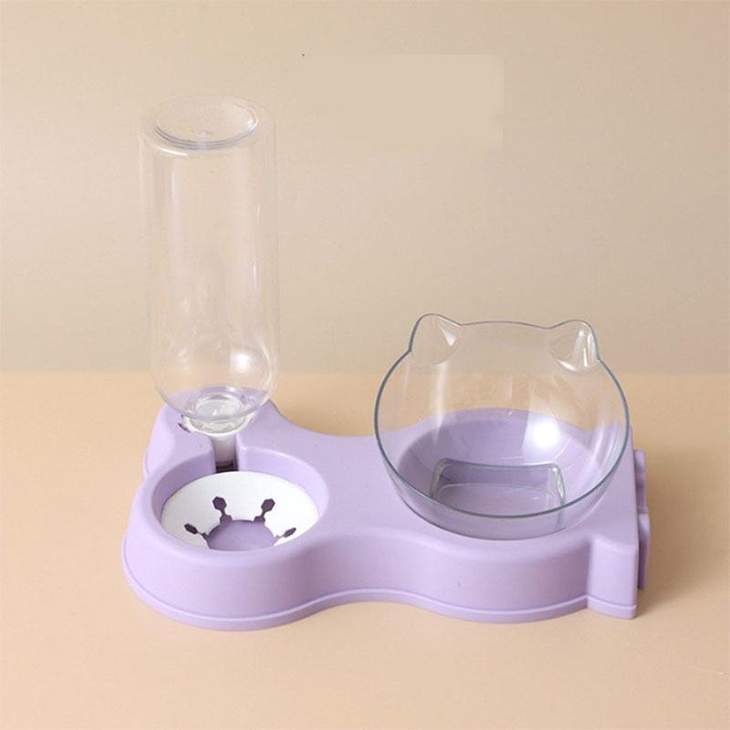 

Cat Food Bowl 2-in-1 Automatic Feeder All-in-1 Splice Dog Cat Food Bowl and Drinking Fountain Drinking Raised Standing Dish Bowl
