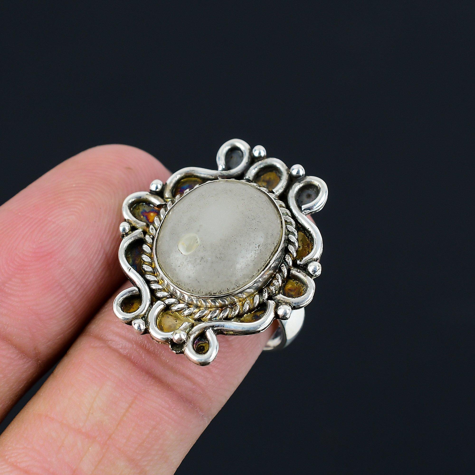 Sterling Silver Rainbow Moonstone Gemstone Promise Statement Ring Jewelry Size 8 8