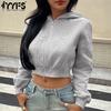 Women's Fashion Casual Solid Color Print Autumn Winter Long Sleeve Hooded Jackets & Coats