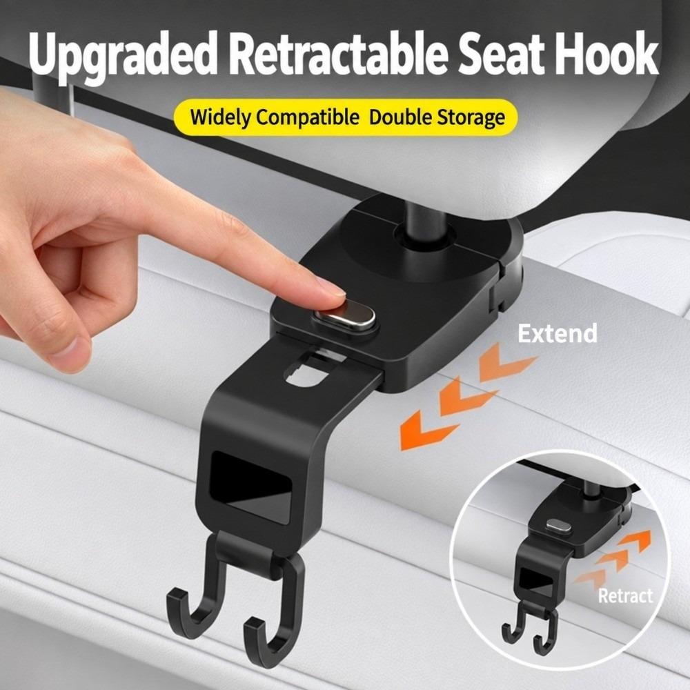 1Pc Hidden Car Headrest Hook Retractable Back Seat Hanger Car Bag Hook Auto Interior Organizer