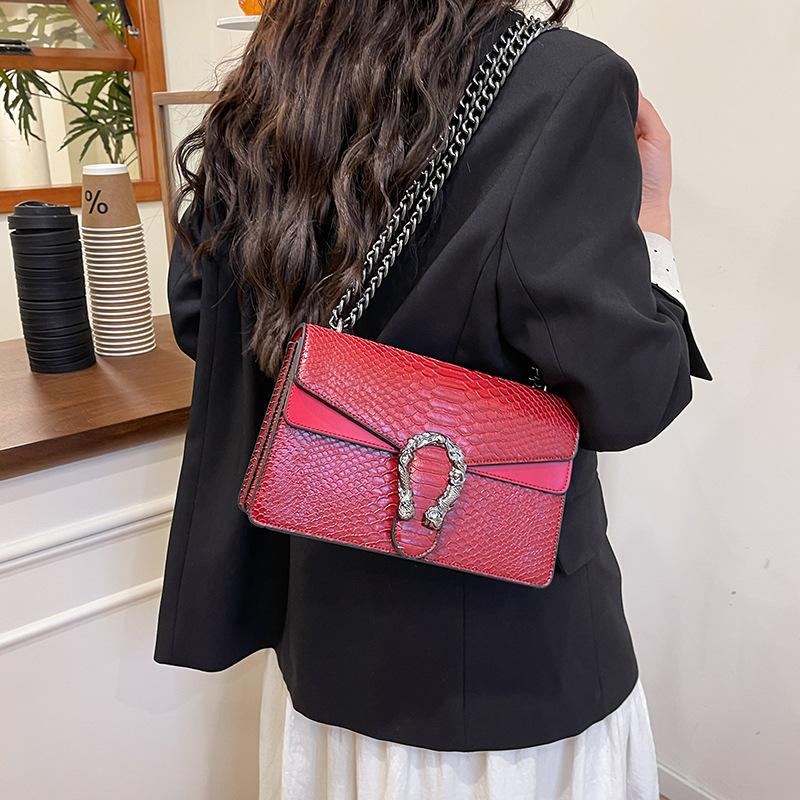 New Fashionable High-end Snake Pattern Bacchus Bag Single Shoulder Crossbody Trendy Women's Bag