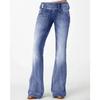 Jeans Bootcut Vita Media da Donna Pantaloni Svasati Vintage Denim Elasticizzato Lavato Pantaloni Lunghi con Bottoni Laterali