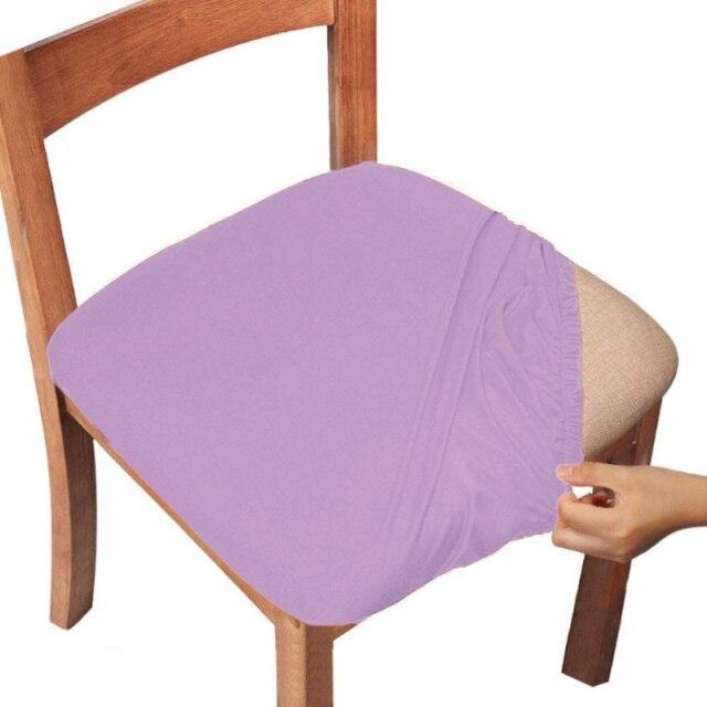Мягкая подушка из спандекса для столовой однотонный чехол на сиденье стула съемные чехлы с моющейся защитой для мебели universal светло-фиолетовый 629₽