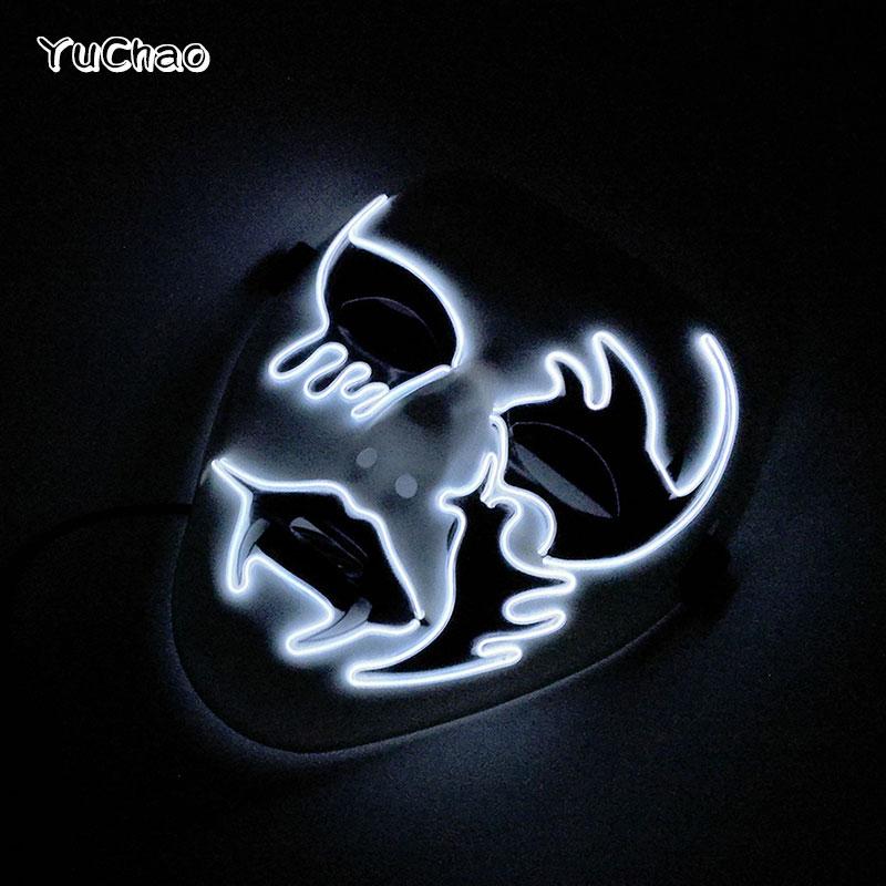 Máscara de Cosplay Asesino de Halloween Danza de Fantasmas Disfraces de Miedo Decoración Máscara Brillante Aterradora Máscara LED Thriller Máscara de Diablo Para Hombres