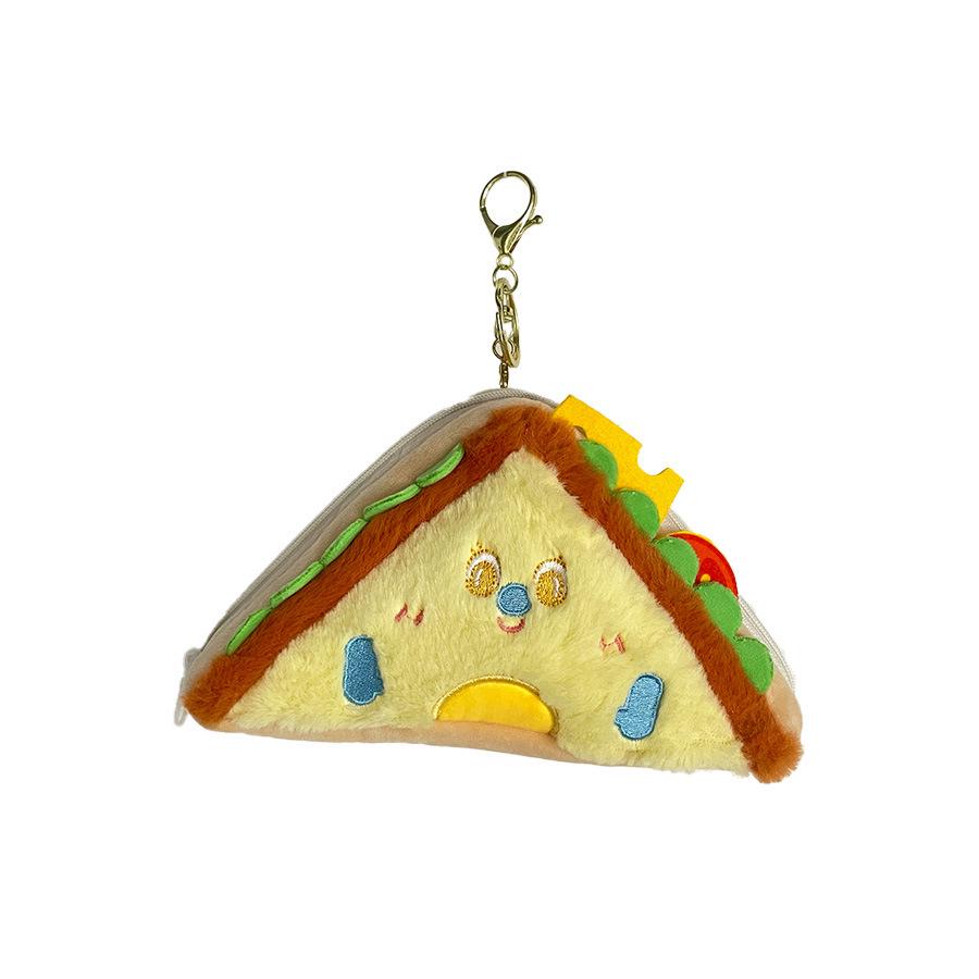 Korean Style Plush Coin Purse & Keychain - Breakfast Food Design, Large Capacity Pencil Case, Portable Storage Bag