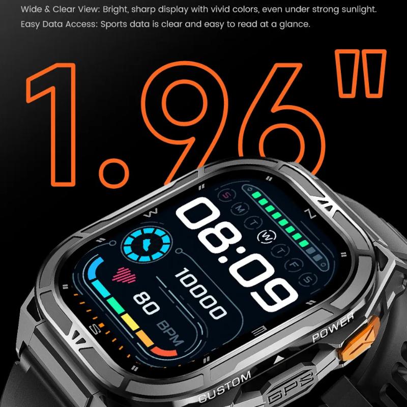 2025 Nové chytré hodinky s GPS s duální frekvencí Mužské 1,96palcový HD AMOLED displej Kompas Bluetooth hovory 5ATM Vodotěsné Sportovní chytré hodinky