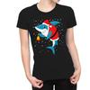 1Tee Womens Happy Christmas Shark Ringing a Bell T-Shirt