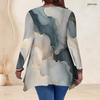 Women Plus Size V Neck Long Sleeve Abstract Leaf Print Irregular Hem Tunic Top