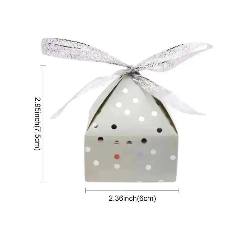 10Pcs European Style Hot Stamping Candy Box Creative Silver Hot Stamping Dot Pyramid Candy Box Wedding Chocolate Packaging Boxes
