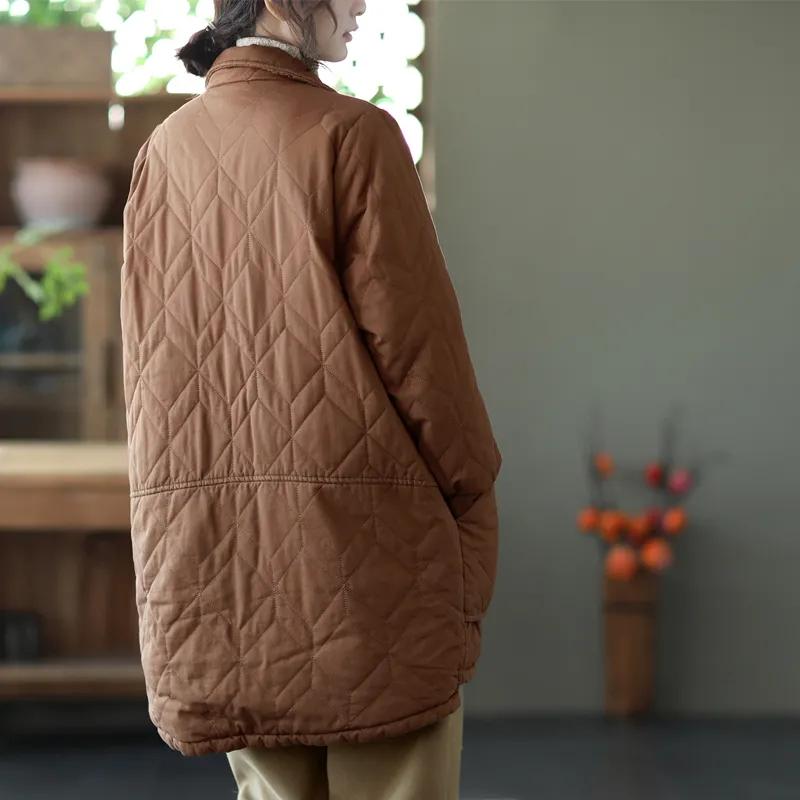 Thickened Warm Long-sleeved Cotton-padded Jacket Women's Loose Casual Mid-length Cardigan Cotton-padded Jacket