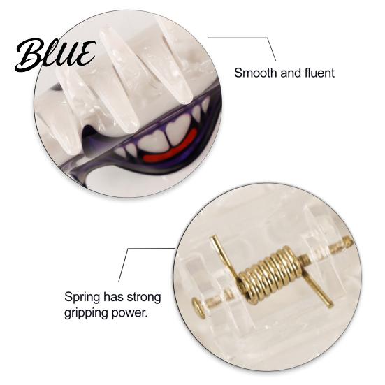 Half-tied Hair Clip Back Head Claw Reinforced Shark with Elastic Base Halloween Skull Transparent Acrylic Claw Pumpkin Bat Patterns for Bun