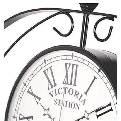 Option Gallery London Vintage Victoria Metalowy dwustronny zegar ścienny analogowy z tarczą (Biała tarcza, 8 cali)