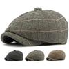 HT4557 Men Women Berets New Autumn Winter Hat Retro Octagonal Flat Cap Artist Painter Beret Hat Male Female Plaid Ivy Beret Cap