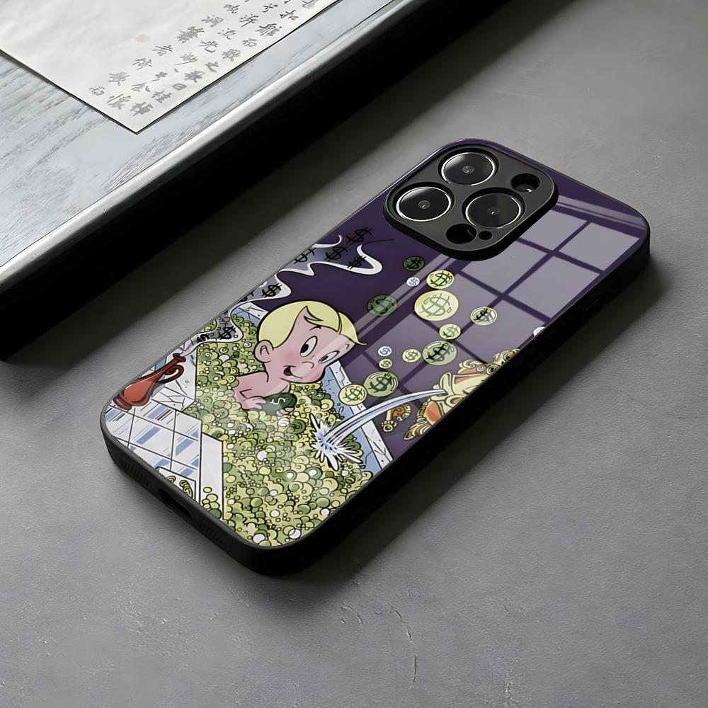Cartoon Richie Rich Phone Case Glass For IPhone 16 15 Suitable For 58-68 14 Pro Max 13 12 Mini 11 X XS XR 8 Plus For Samsung S 2