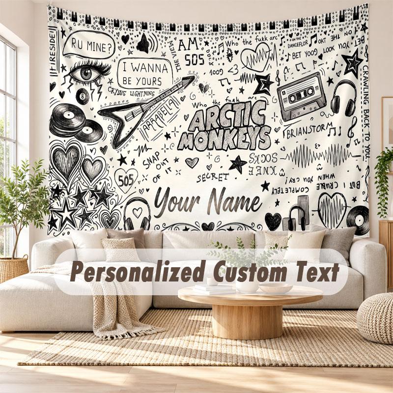 Custom Name Wall Hanging Tapestry,Arctic Monkeys Decorative Backdrop Tapestry For Dorm Home