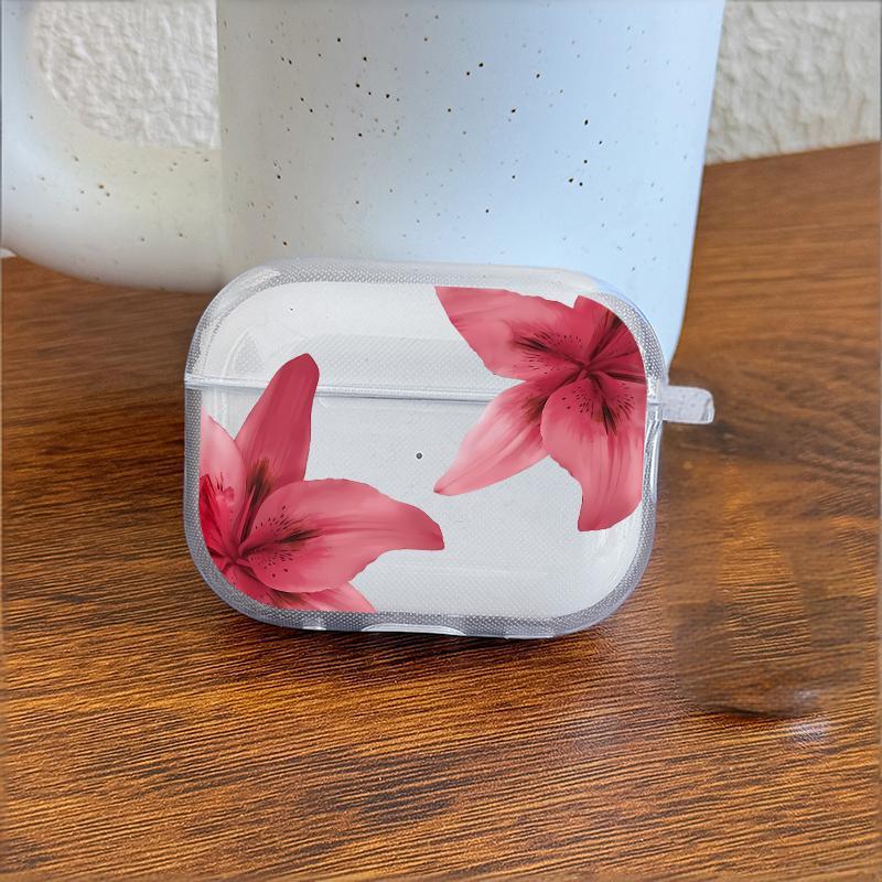 Red Lily Flower Earphone Case for Airpods 4th 3rd 2 Pro 3 2 Shockproof Cover for Airpod 2 3 1 Protective Accessorie Shell Fundas