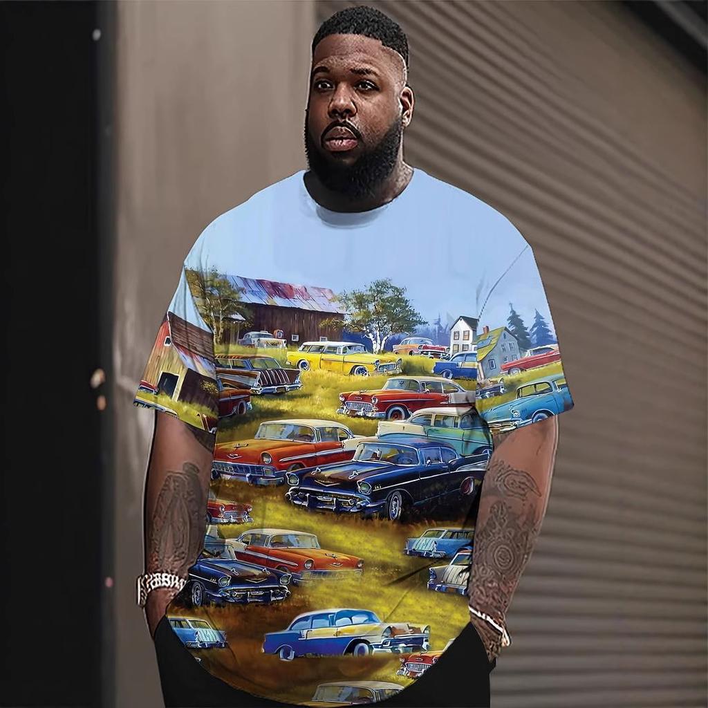 Summer Round Neck 3D Cool Print Top Fashionable Casual Short Sleeved Men's T-shirts