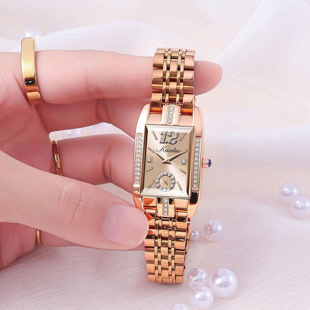 Casaro Fashion Square Watch Women'S Fashion Light Luxury Watch Delicate Steel Belt Waterproof Quartz Watch