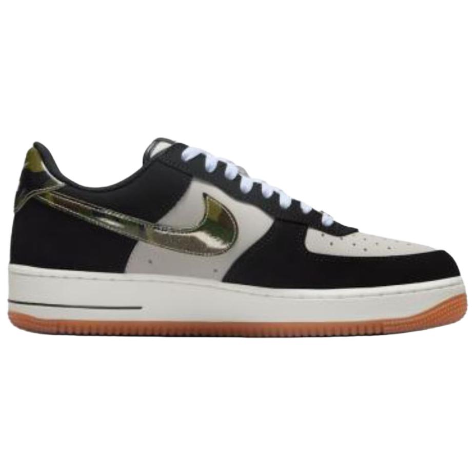 Nike Air Force 1 Low Černé lakované maskáčové Swoosh Unisex tenisky Bílá Guma-Středně-Hnědá Summit-White HQ1967-100
