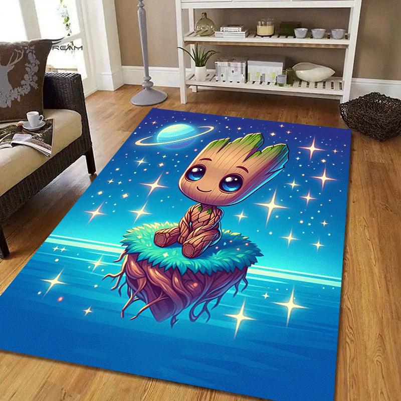 1pc Groot Pattern Area Rug Soft Flannel Floor Mat for Living Room,Office,Bedroom and Carpet,Sofa Coffee Table Floor Mat