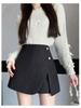 Women's High Waist Wool Pleated A-line Skirt with Anti-exposure Shorts - 2025 Autumn/Winter Collection