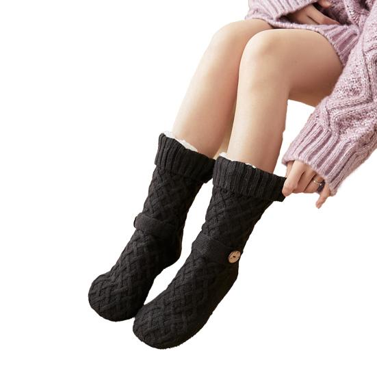 Winter Floor Socks Anti-Slip Fleece Lined House Socks Warm Slipper Socks with Grippers