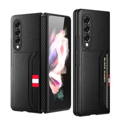 Stretch Card For Samsung Galaxy Z Fold 3 Fold 4 Case Pu Leather Hinge Protection Cover