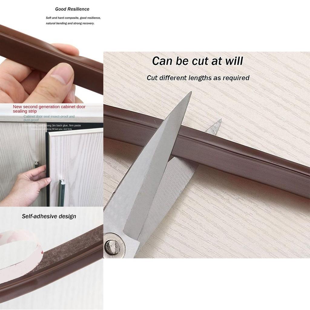 Pvc Wardrobe Dustproof Strip Self-adhesive Cabinet Double-door Tight Seal Moisture-proof Insect-proof Light-blocking Straight Shape Dust Blocker 2.8m