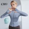 Stand-up Collar Jacket Women Long Sleeve Workout Tops Quick Dry Full Zip Crop Yoga Athletic Slim Sweat-wicking Wear Fit Shirts Sportwear with
