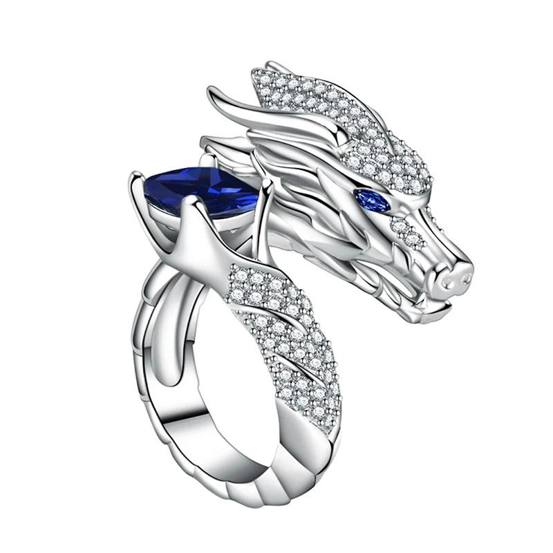 Huitan Novel Dragon Design Opening Rings Delicate Aesthetic Bright Finger Accessories for Women Opulent Chic Jewelry for Party
