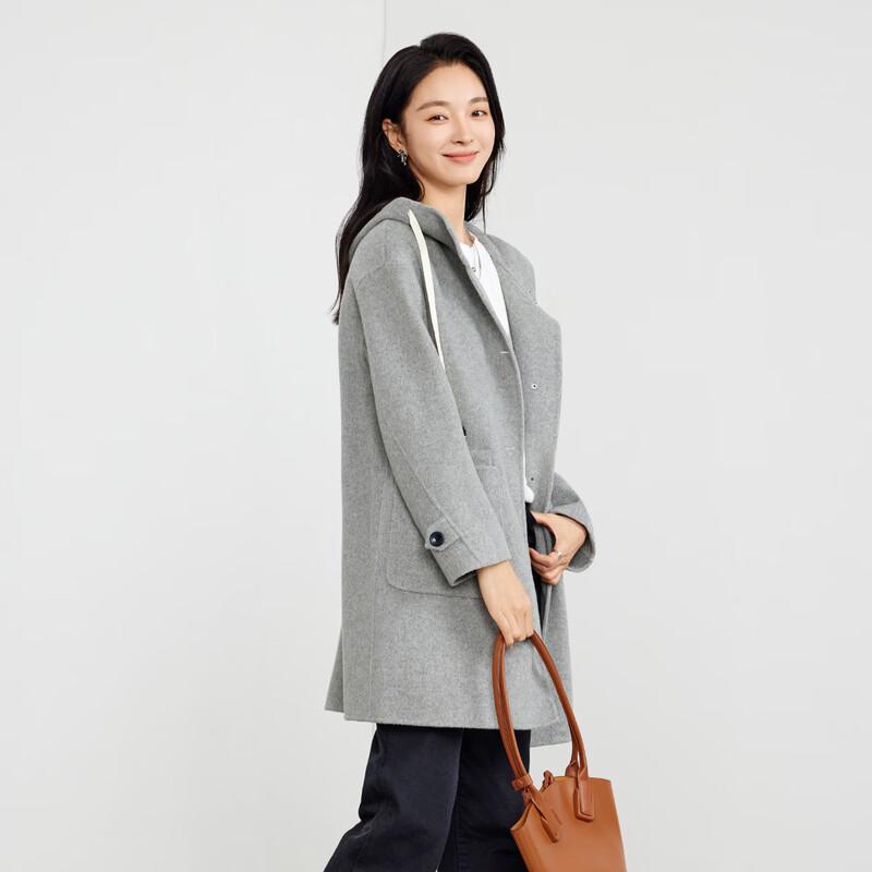 Women's Hooded Double-Faced Wool Coat