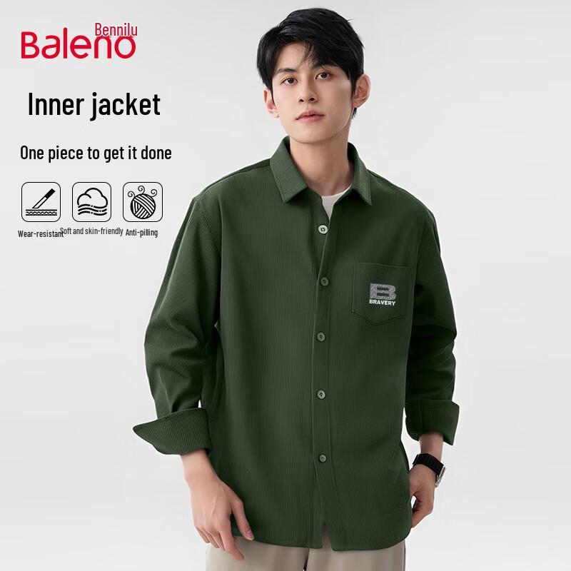 Baleno Men's Loose Fit Long Sleeve Print Shirt